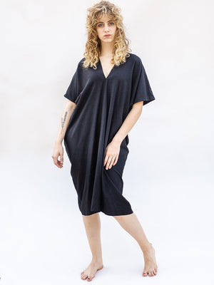 Aveline Midi Dress in Black Silk