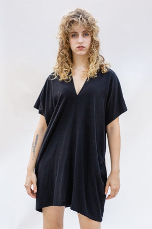 Aveline Mini Dress in Black Silk